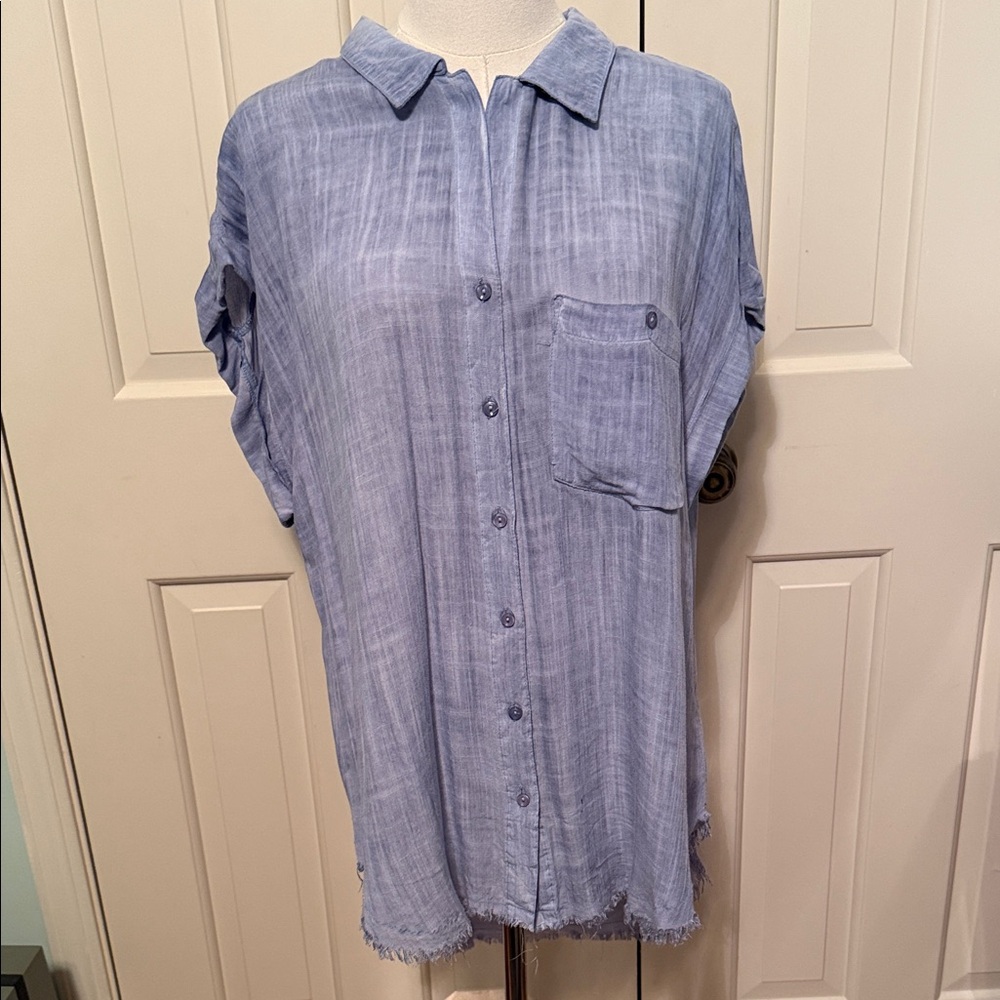 Umgee Soft Blue Button-Down Shirt